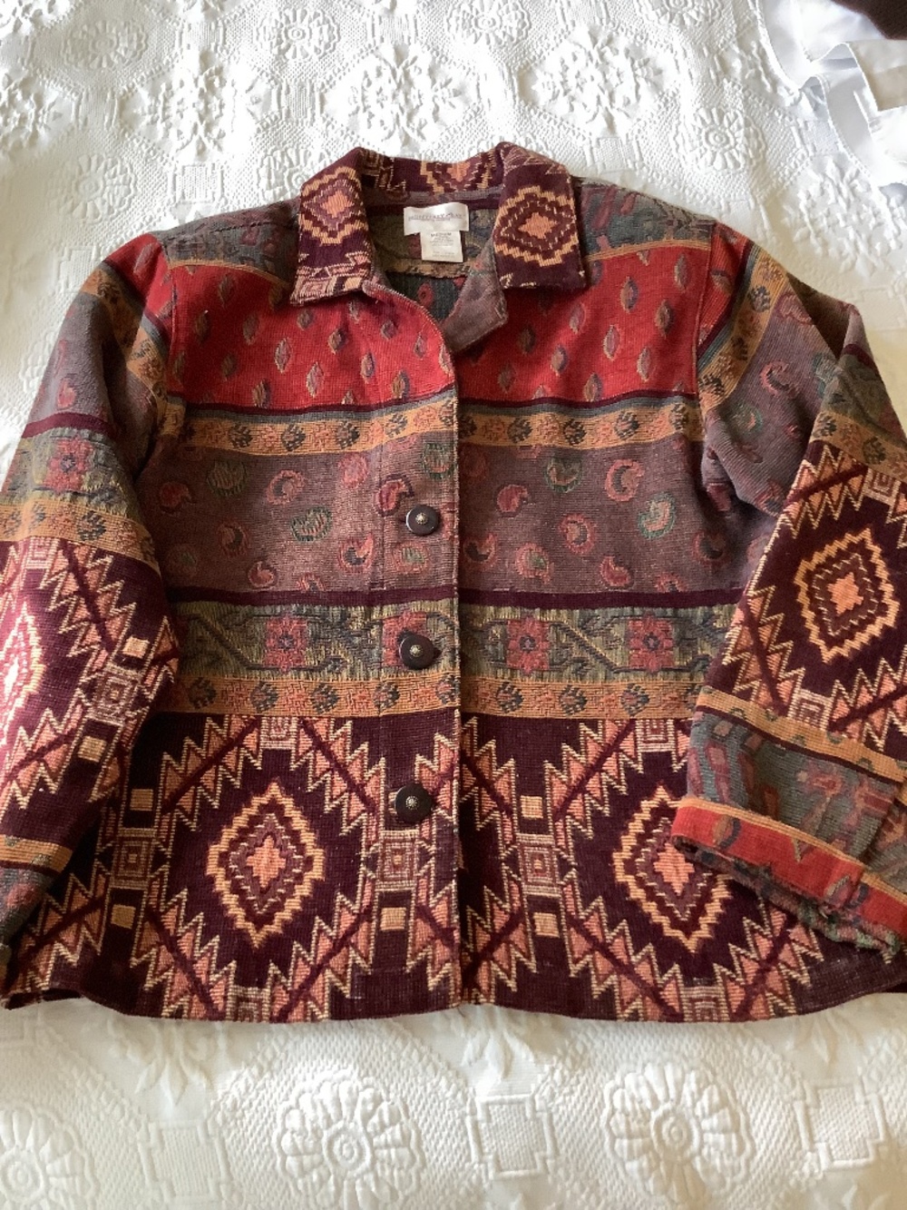 Southwest Warm Colors Tapestry Jacket Med Monterey Bay Clothing Co.